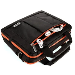 Laptop Briefcase, Black/Orange Nylon (PT_NBKLEA294_17)<Vangoddy Outlet