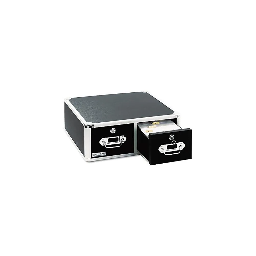 Index Cards*Vaultz ® Locking 4x6 Index Card Cabinet, Double Drawer, Black