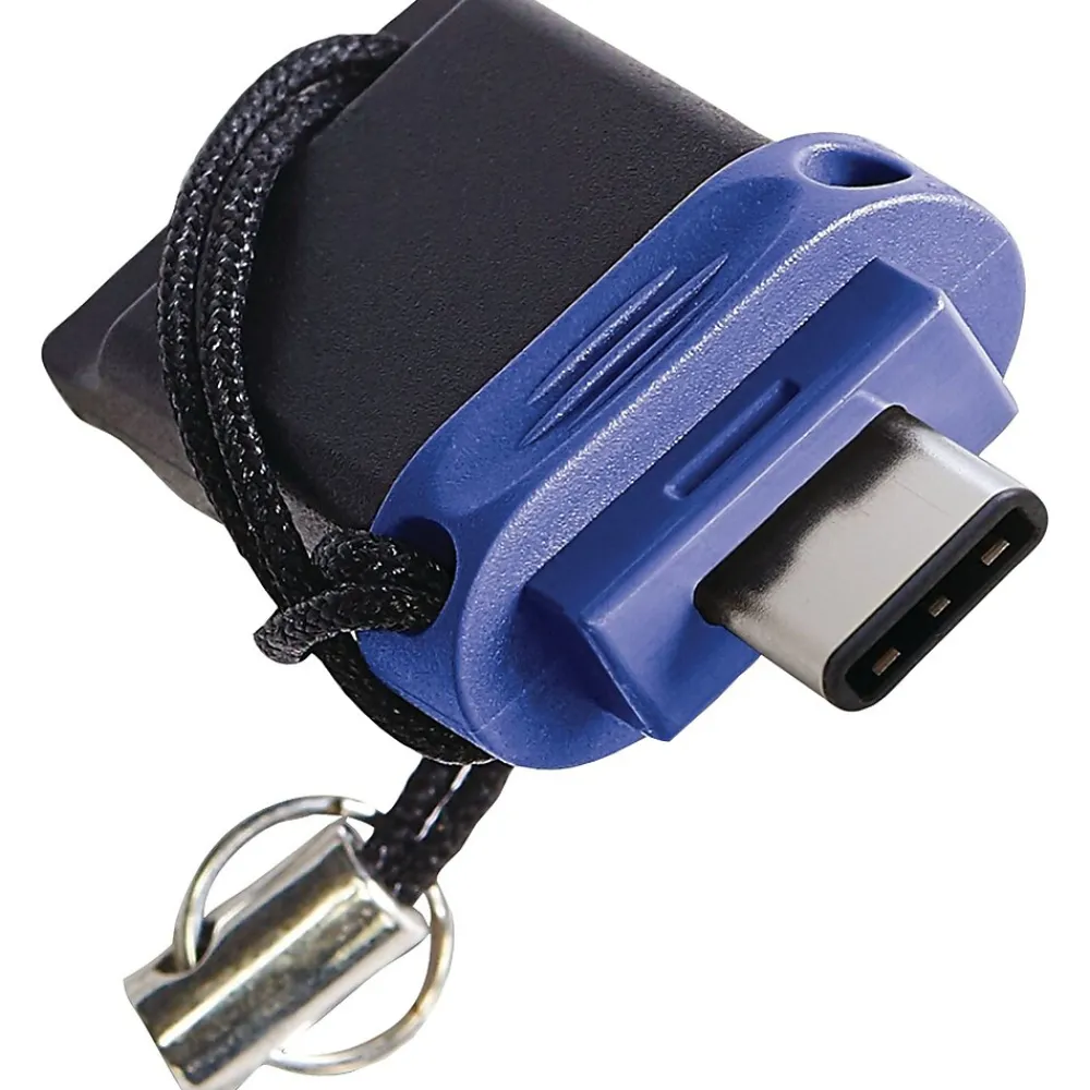 Verbatim 16GB Store 'n' Go Dual USB Flash Drive for USB-C Devices, Blue, 16 GB, USB Type C, USB 3.0, Blue