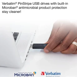 Hot Verbatim PinStripe 32GB USB 3.2 Type A Flash Drive, Blue, Red, 2/Pack (70056)