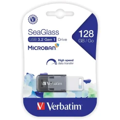 Hot Verbatim SeaGlass 128GB USB 3.2 Type A Flash Drive, Gray (70909)