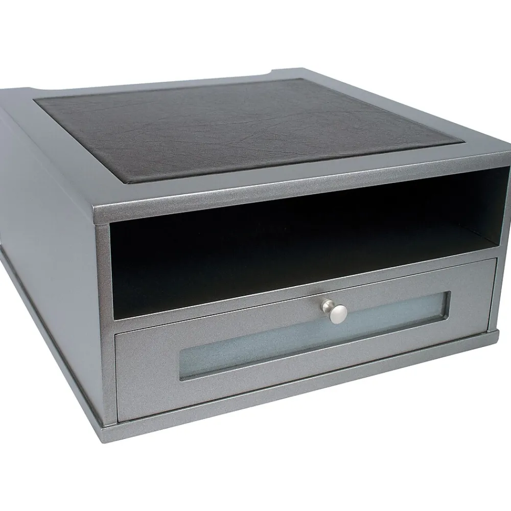 Hot Victor Technology Wood Monitor Riser, (S1175) Classic Silver