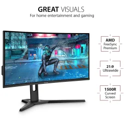 Clearance ViewSonic 34" Curved 144 Hz LCD Gaming Monitor, Black (VX3418-2KPC)
