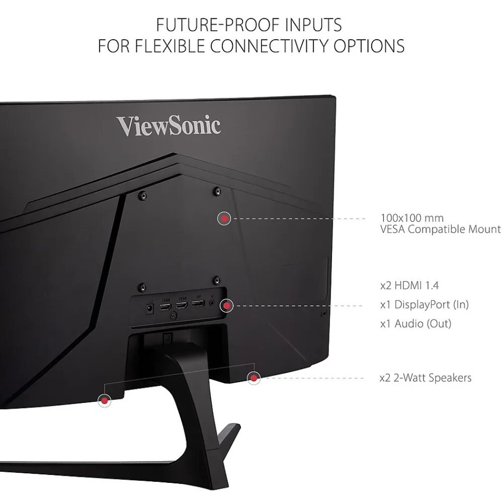 New ViewSonic 24" Curved 165Hz LED Gaming Monitor, Black (VX2418C)