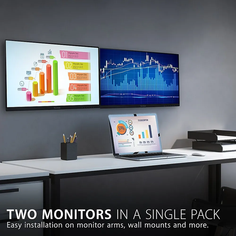 Discount ViewSonic 22" 75Hz LED Dual Pack Head-Only Monitors, Black (VA2256-MHD_H2)