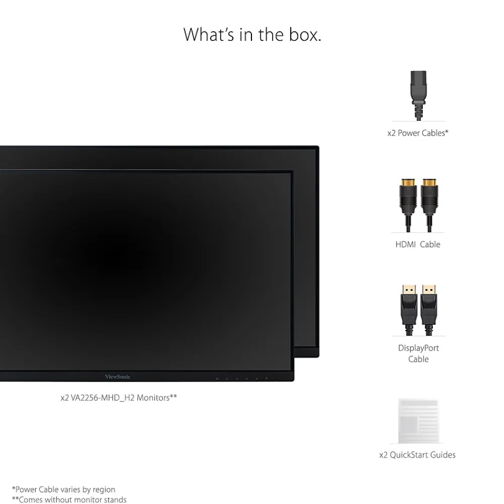 Discount ViewSonic 22" 75Hz LED Dual Pack Head-Only Monitors, Black (VA2256-MHD_H2)