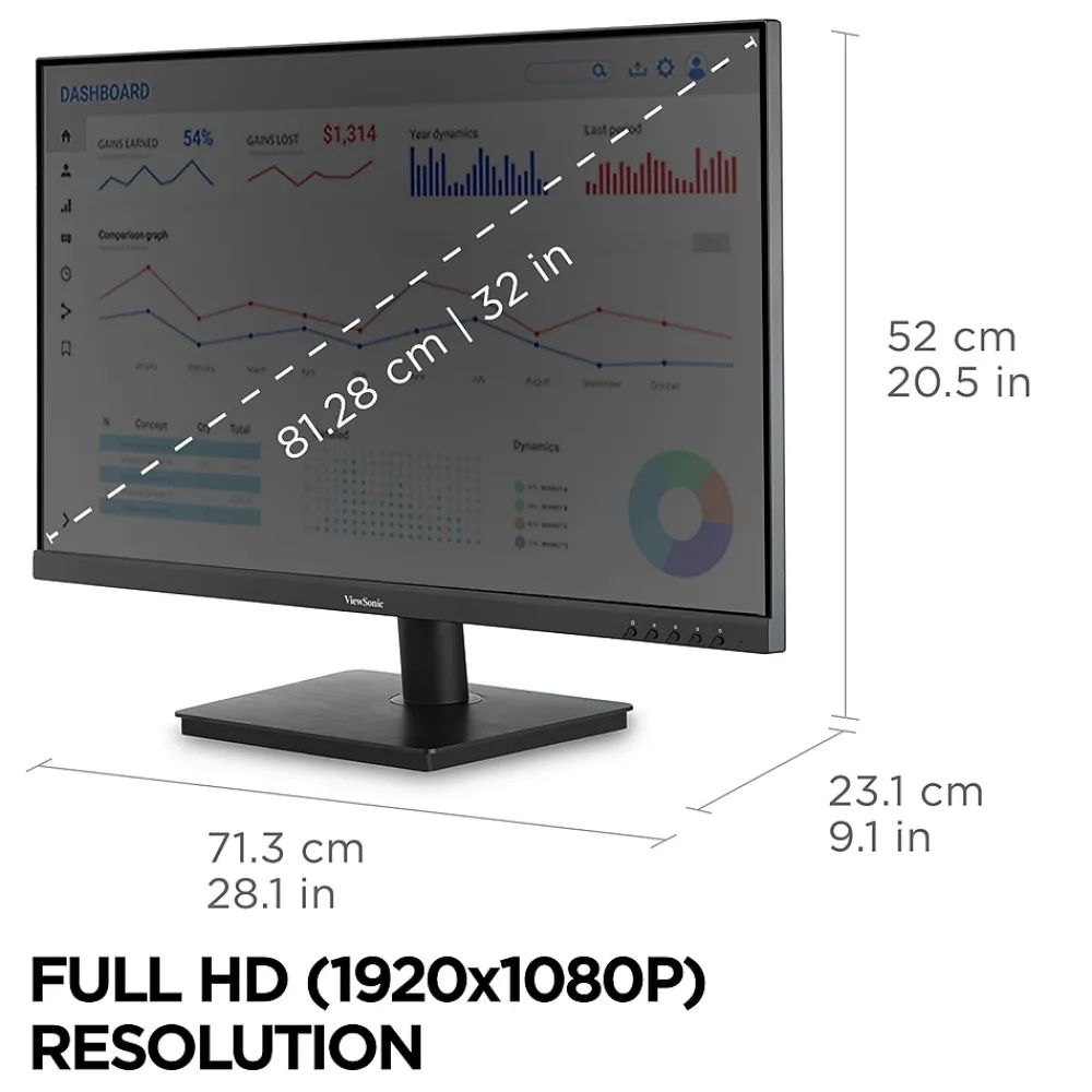 Clearance ViewSonic 32" 75Hz LED Monitor, Black (VA3209M)