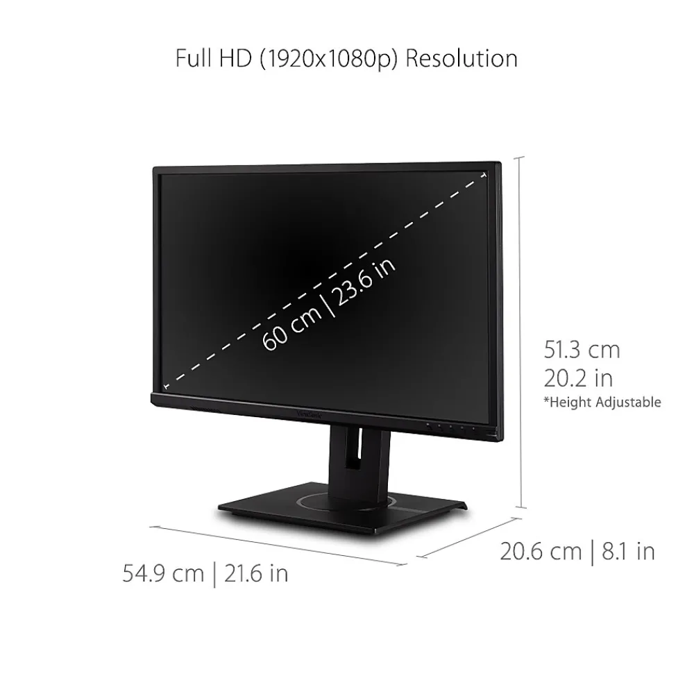 New ViewSonic Ergonomic 24" 60Hz LCD Monitor, Black (VG2440)