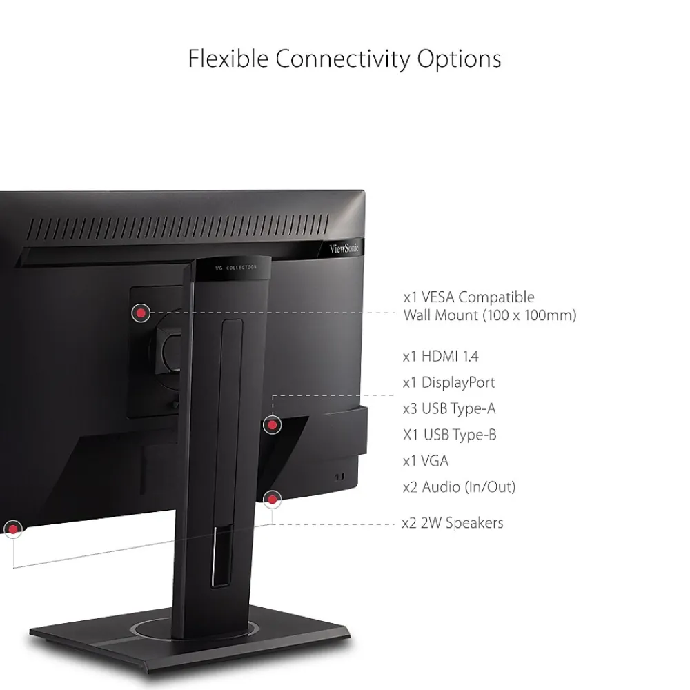 New ViewSonic Ergonomic 24" 60Hz LCD Monitor, Black (VG2440)
