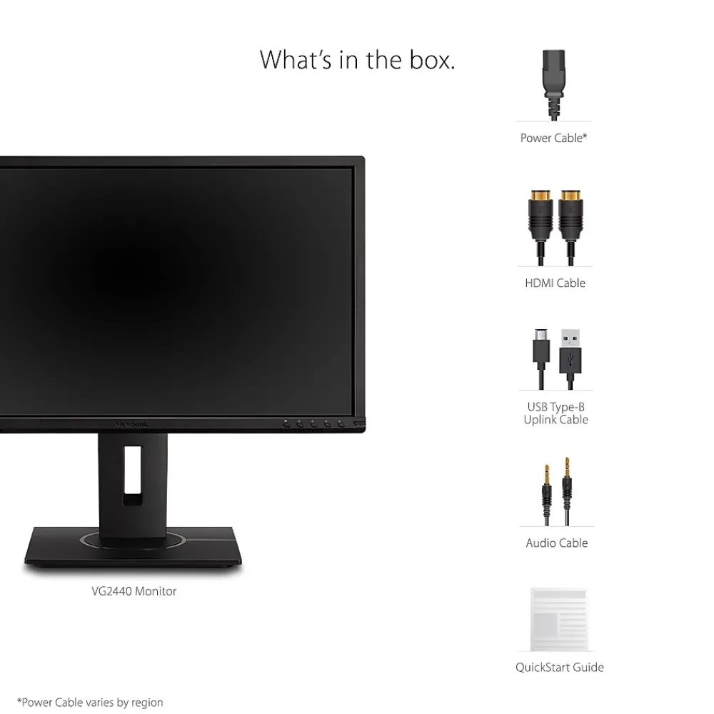 New ViewSonic Ergonomic 24" 60Hz LCD Monitor, Black (VG2440)