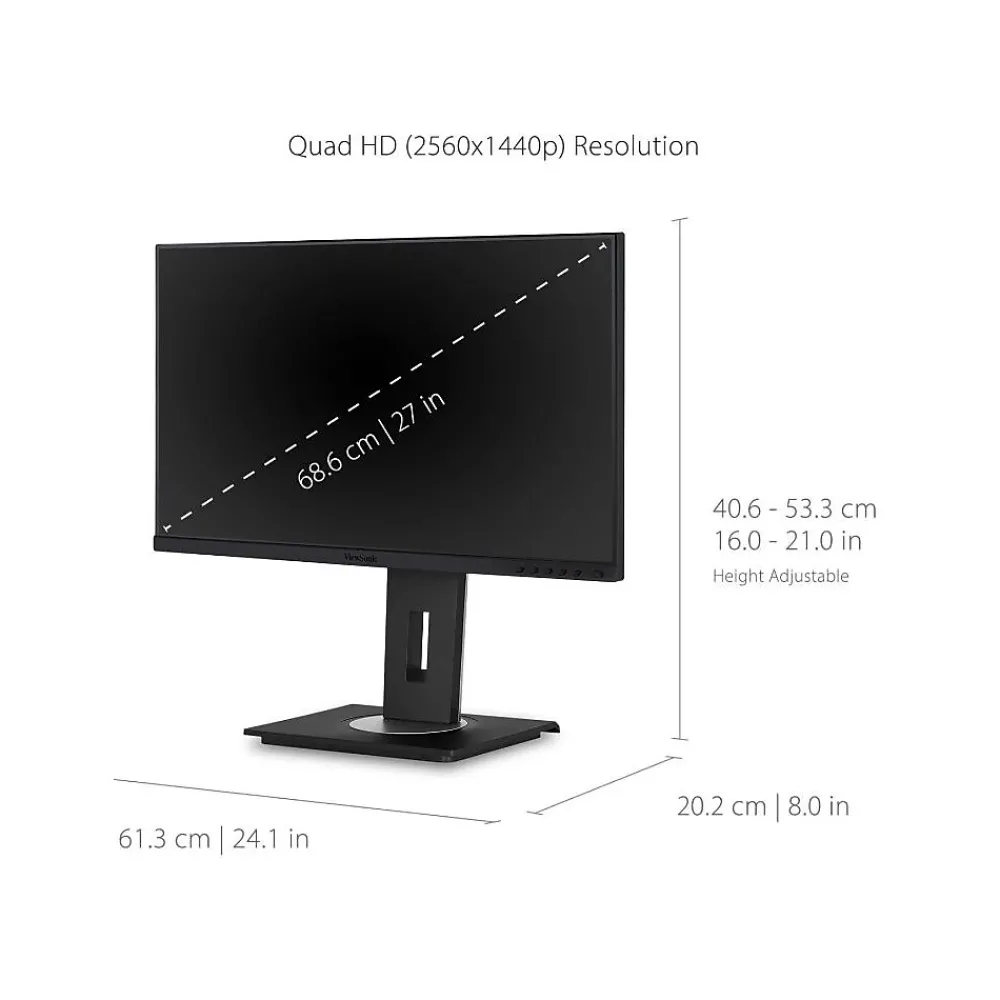 New ViewSonic Ergonomic 27" 60Hz LCD Monitor, Black (VG2756A-2K)
