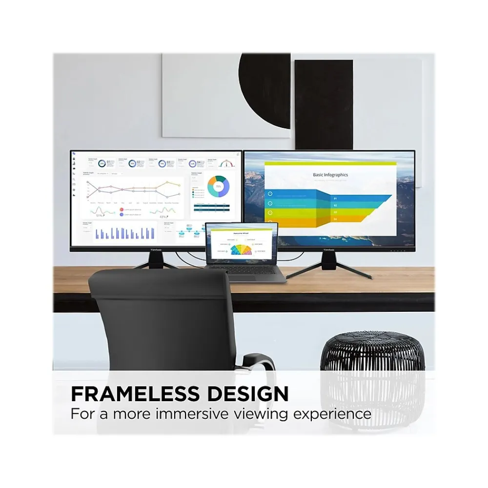New ViewSonic Thin-Bezel 27" 75Hz LED Monitor, Black (VX2767U-2K)