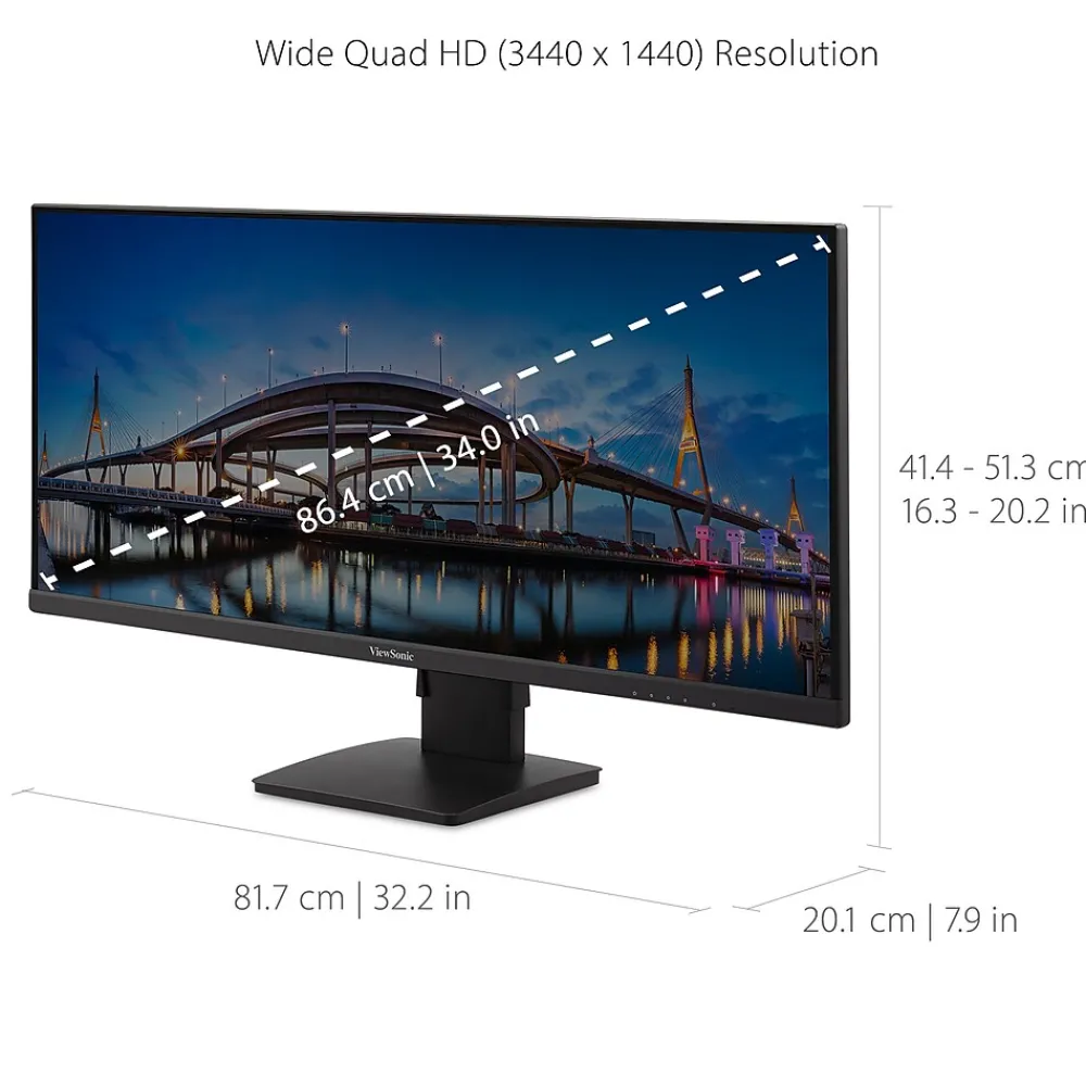 Discount ViewSonic UltraWide WQHD 34" 75 Hz LCD Monitor, Black (VA3456-MHDJ)