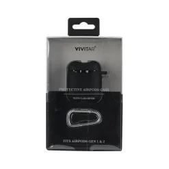 Case with Carabiner for AirPods, Black (V90022BLKSTK12)<Vivitar Discount