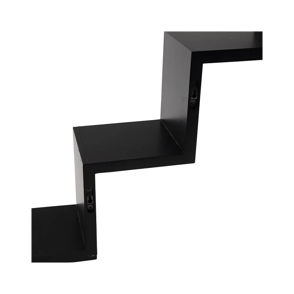 Shelving*V-Light 3-Shelf Wall-Mounted Ladder-Style Unit, 17.25", Black (VW161006B)