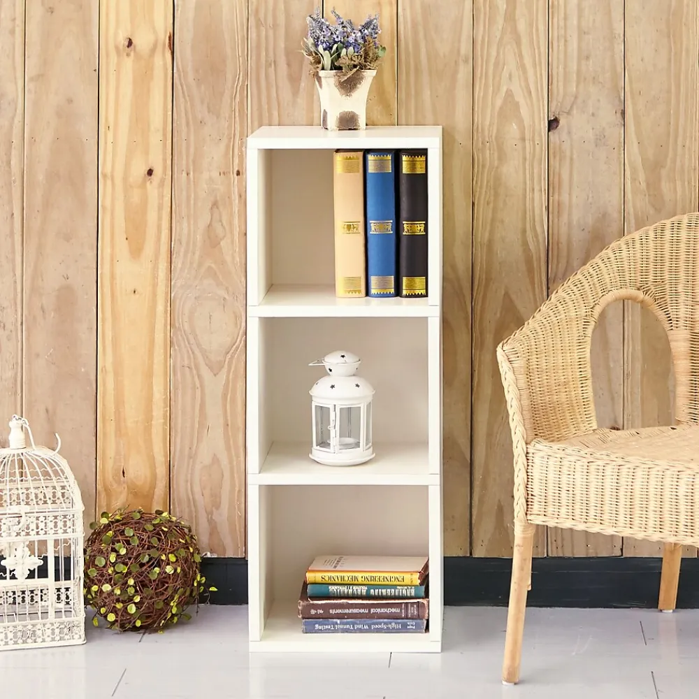Bookcases*Way Basics 36.8"H Wynwood 3-Cube Narrow Bookcase Organizer and Modern Eco Storage Shelf Unit, White (WB-3CUBE-WE)