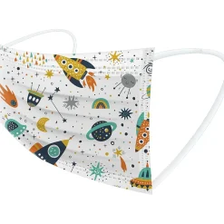 WeCare Disposable Face Masks, Kids, Assorted Planets Print, 50/Pack (WMN100129)