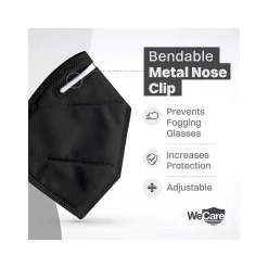 WeCare Disposable KN95 Face Mask, Adult, Black, 20 Masks/Box, 50 Boxes/Pack (TBN202937)