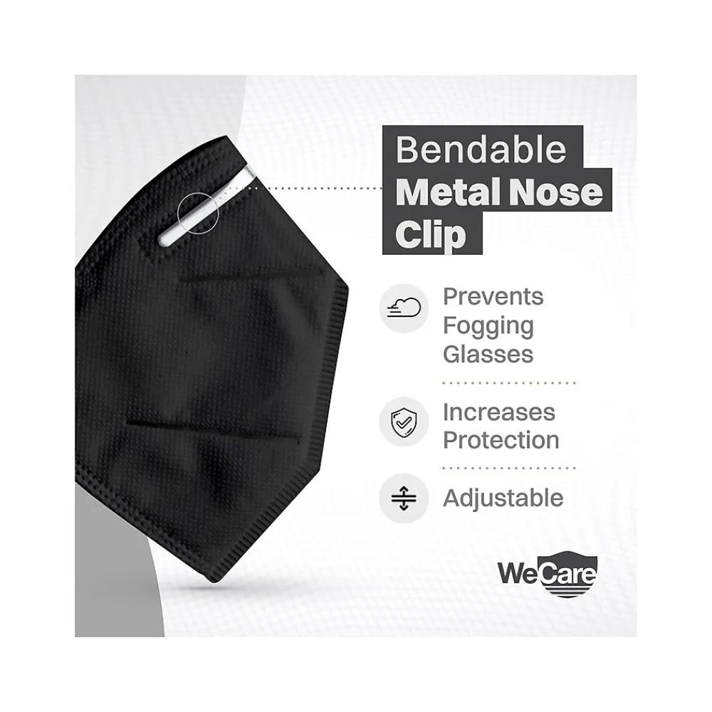 WeCare Disposable KN95 Face Mask, Adult, Black, 20 Masks/Box, 50 Boxes/Pack (TBN202937)