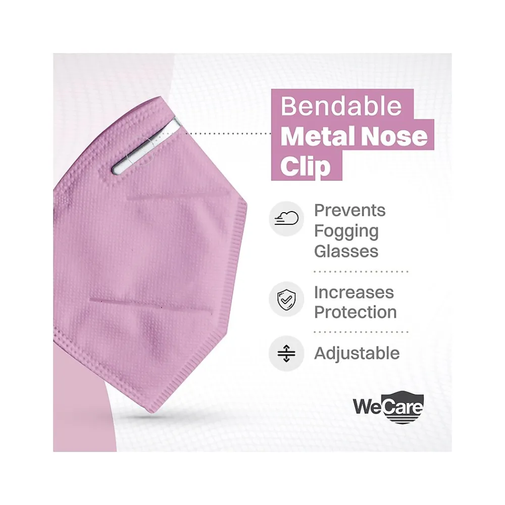 WeCare Disposable KN95 Face Mask, Adult, Pink, 20 Masks/Box, 3 Boxes/Pack (TBN203229)