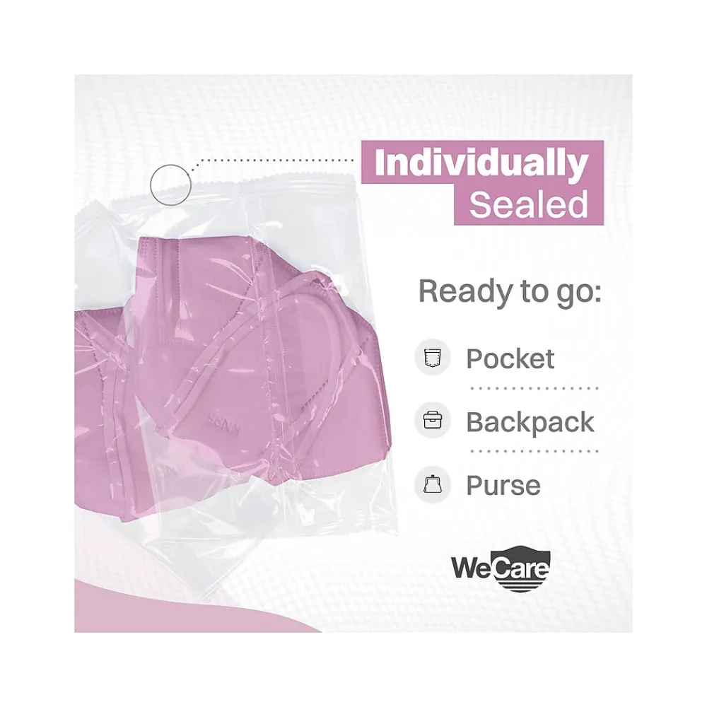 WeCare Disposable KN95 Face Mask, Adult, Pink, 20 Masks/Box, 3 Boxes/Pack (TBN203229)
