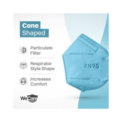 Disposable KN95 Face Mask, Adult, Blue, 20 Masks/Box, 3 Boxes/Pack (TBN203225)<WeCare Best