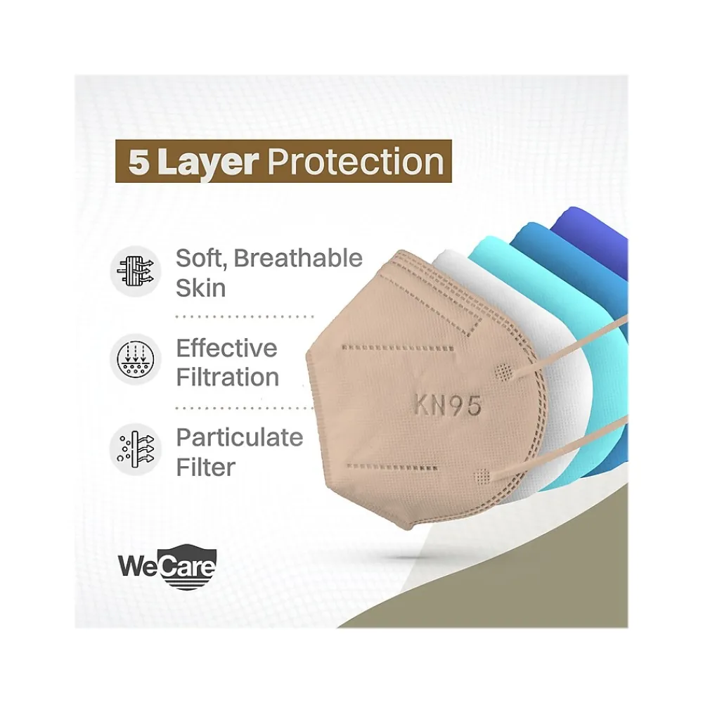 WeCare Disposable KN95 Face Masks, One Size, Assorted Earth Tones, 20/Pack, 3 Packs/Carton (TBN203258)