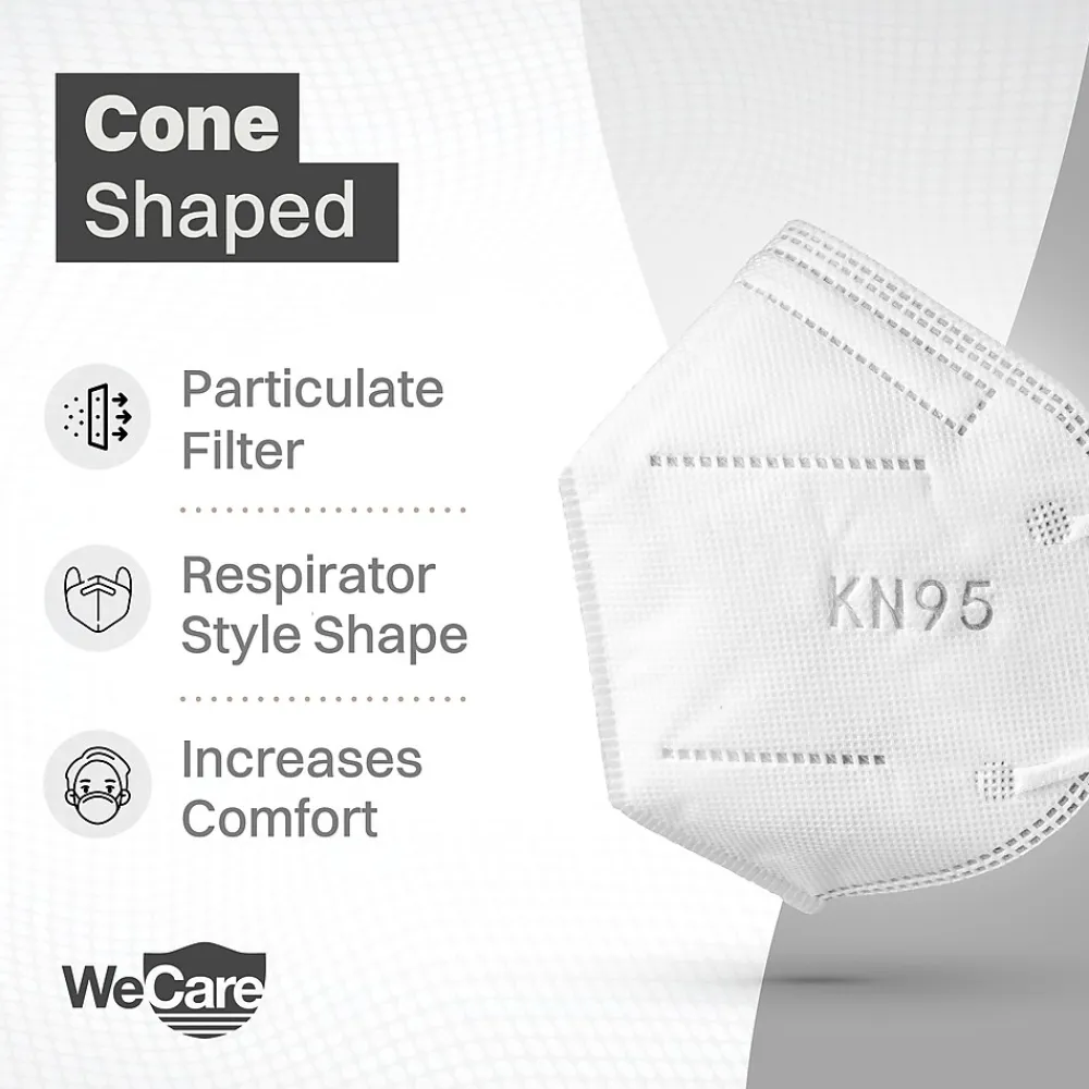 KN95 Disposable Face Mask, Adult, White, 20 Masks/Box, 3 Boxes/Pack (TBN202718)<WeCare