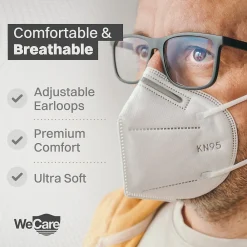 KN95 Disposable Face Mask, Adult, White, 20 Masks/Box, 3 Boxes/Pack (TBN202718)<WeCare