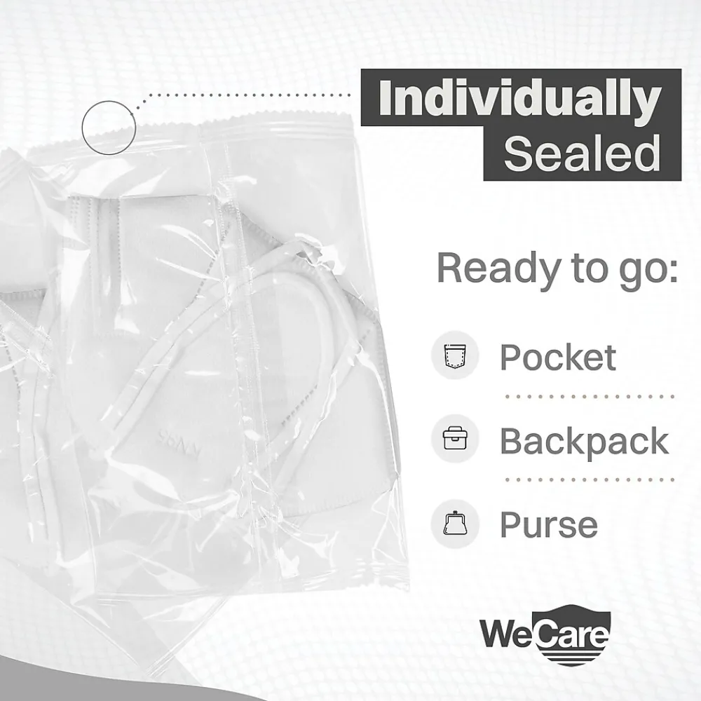 KN95 Disposable Face Mask, Adult, White, 20 Masks/Box, 3 Boxes/Pack (TBN202718)<WeCare