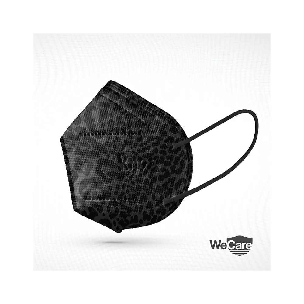 WeCare Leopard Print Disposable KN95 Fabric Face Masks, One Size, Assorted Colors, 20/Pack, 50 Packs/Carton (TBN203260)