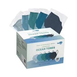 WeCare Ocean Tones Disposable KN95 Fabric Face Masks, One Size, Assorted Colors, 20/Pack, 50 Packs/Carton (TBN203261)