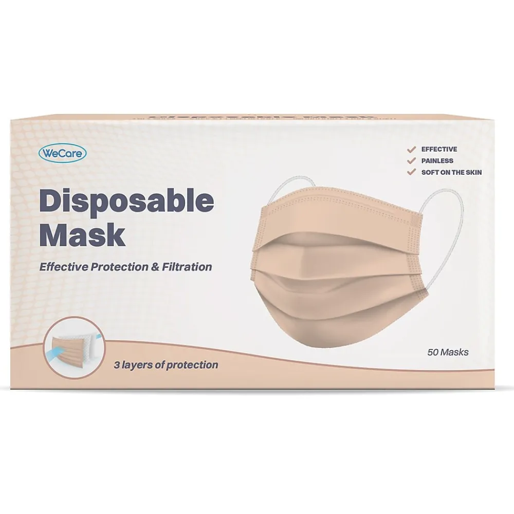 WeCare 3-ply Disposable Face Mask, Adult, Nude, 50/Box (WMN100023)