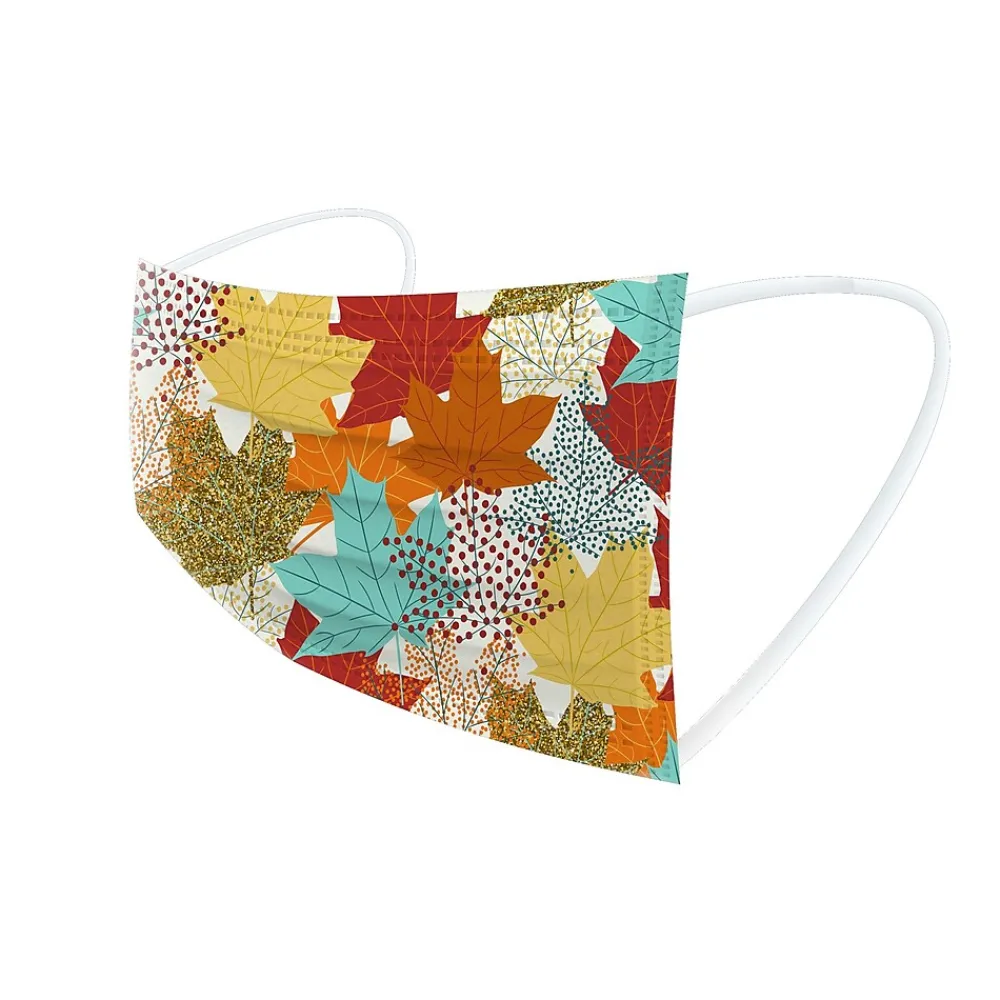 WeCare 3-ply Disposable Face Masks, Kids, Assorted Fall Designs, 50/Box (WMN100115)
