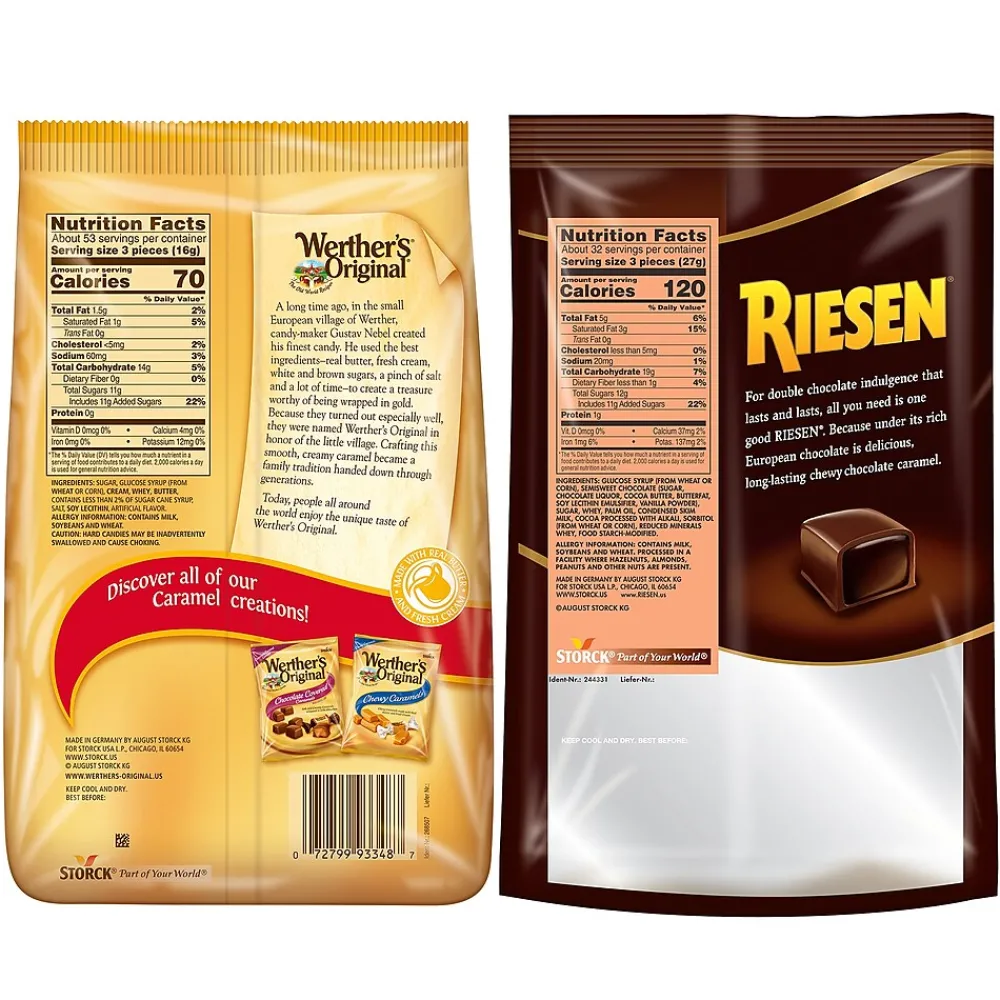 Riesen Werther's Original Carmel Hard Candies and Carmel Chocolates, 30 oz (600-00285)