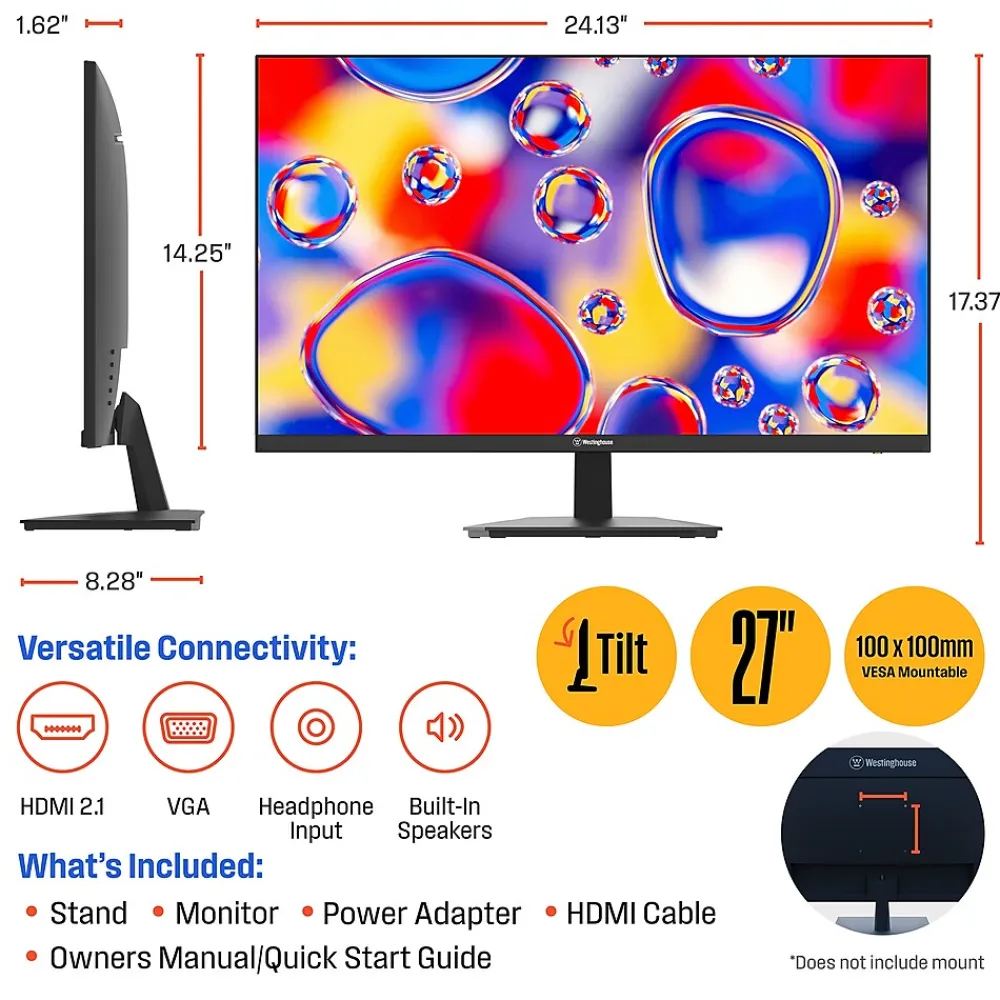 Discount Westinghouse 27" 100 Hz FHD Monitor, Black (WH27FA9420)