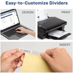 Dividers|Avery WorkSaver Insertable Tab Index Dividers, 8-Tab, 8-1/2 x 11, Clear, 24 Sets/Box