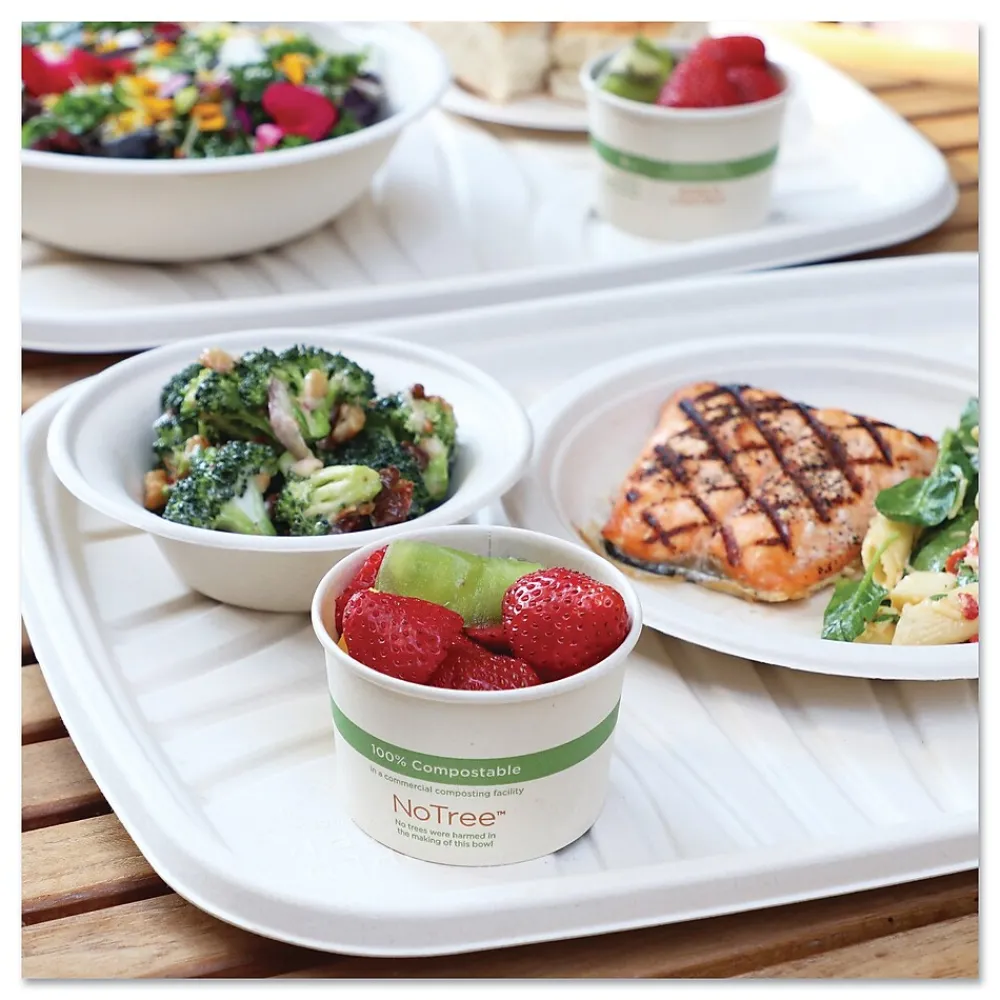 World Centric Fiber Trays, PLA Lined, PFAS Free, 1-Compartment, 18 x 14 x 1, Natural, 100/Carton