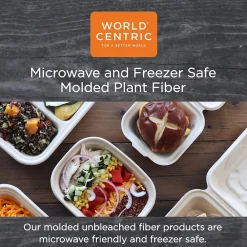 World Centric Fiber Trays, PLA Lined, PFAS Free, 8.3 x 4.9 x 0.7, Natural, 500/Carton