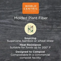 World Centric Fiber Trays, PLA Lined, PFAS Free, 9.1 x 7.1 x 0.7, Natural, 500/Carton