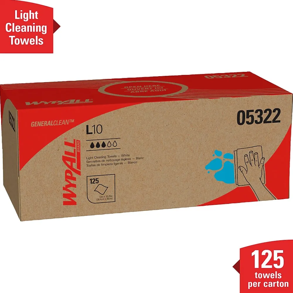 GeneralClean L10 Cleaning Towels, 12" x 10.5", White, 125 Sheets/Box, 18 Boxes/Carton (05322)<WypAll Best