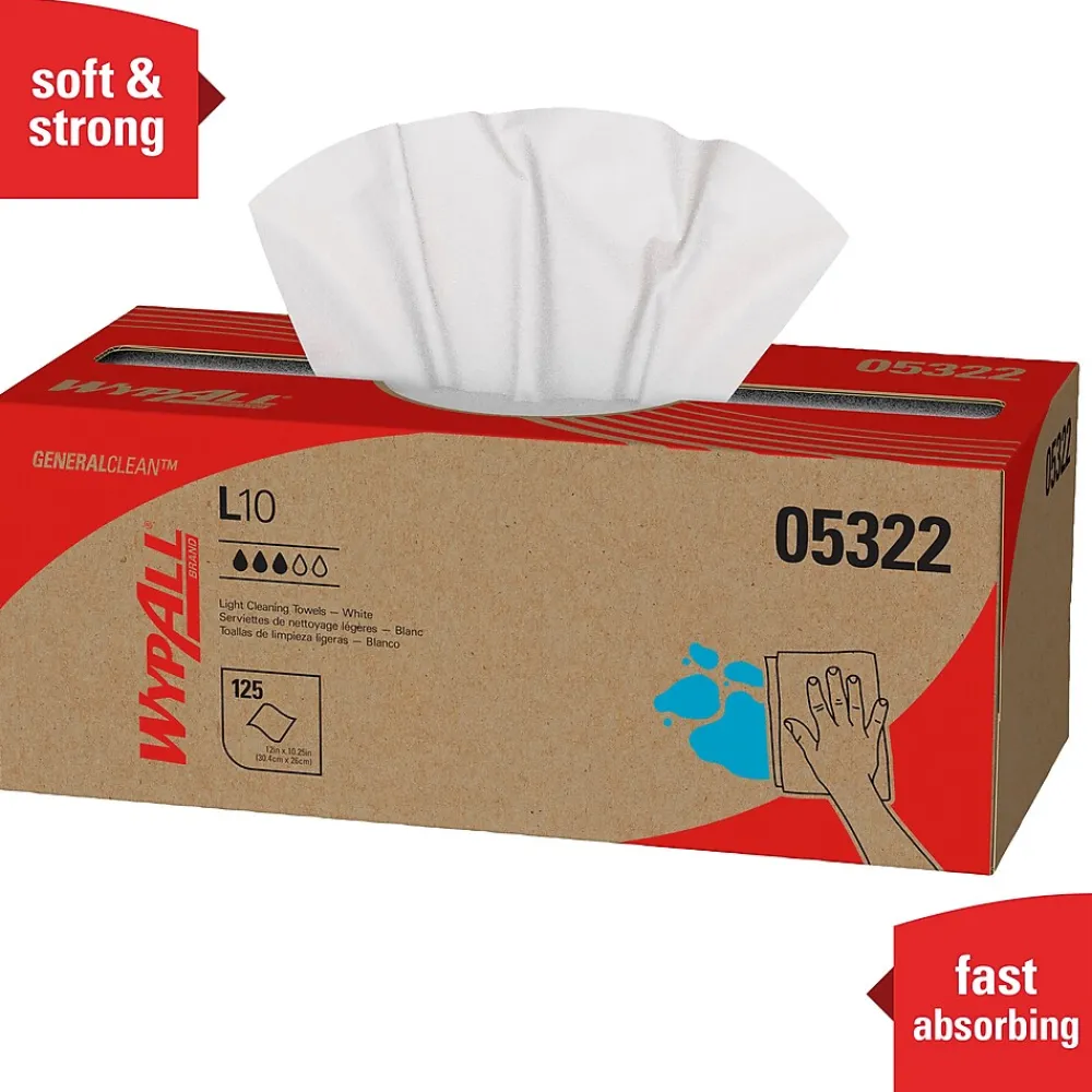 GeneralClean L10 Cleaning Towels, 12" x 10.5", White, 125 Sheets/Box, 18 Boxes/Carton (05322)<WypAll Best