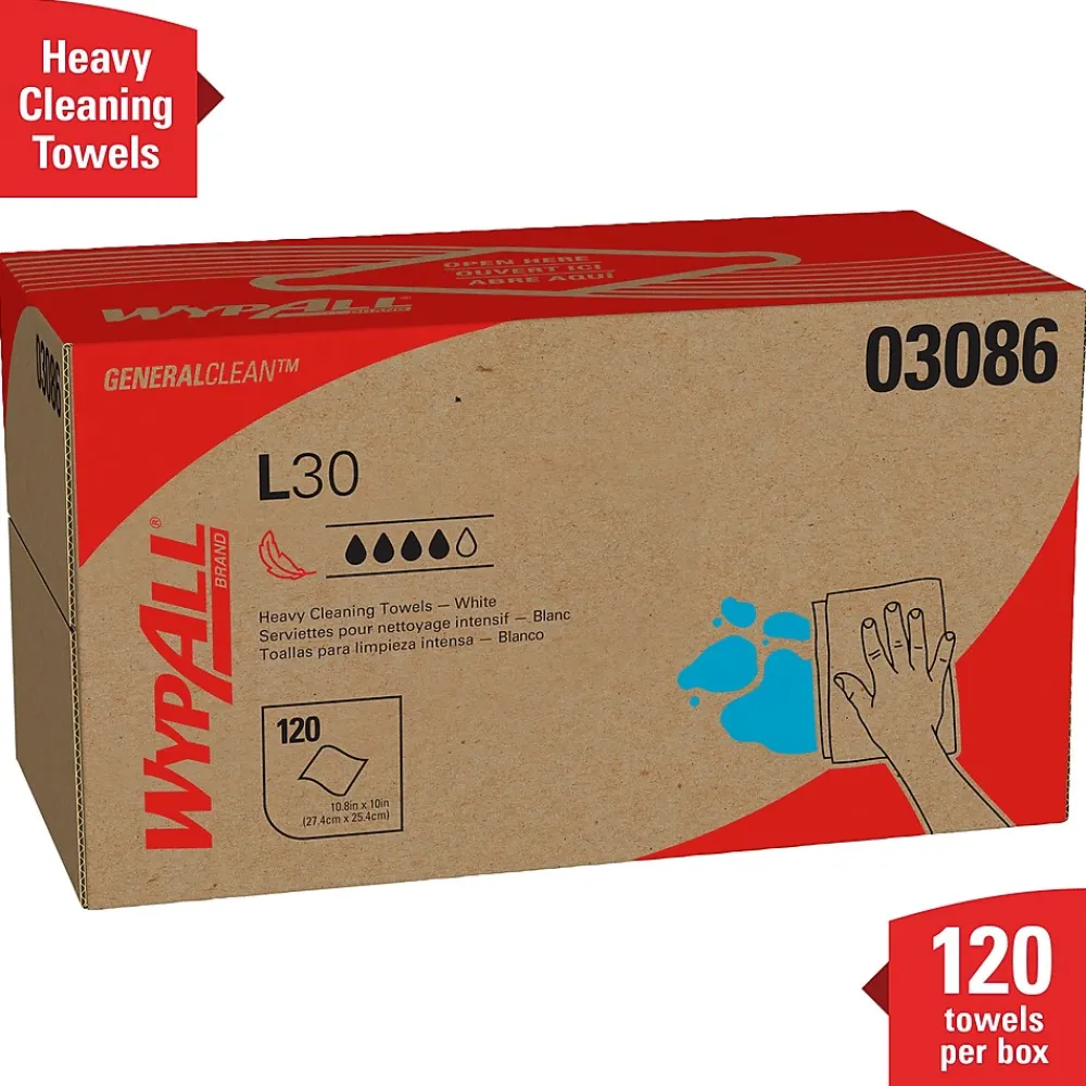 GeneralClean L30 Cleaning Cloths, 10" x 10.8", White, 12 Sheets/Box, 10 Boxes/Carton (03086)<WypAll