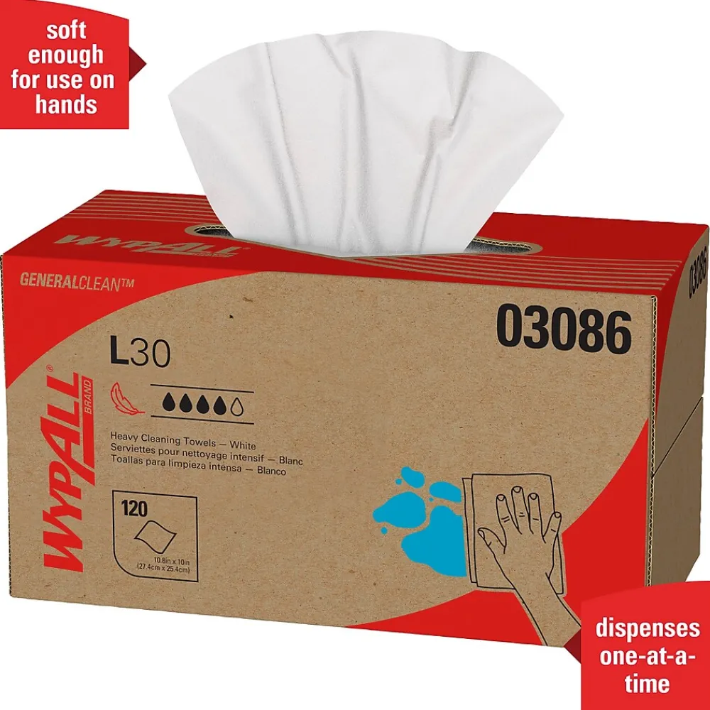 GeneralClean L30 Cleaning Cloths, 10" x 10.8", White, 12 Sheets/Box, 10 Boxes/Carton (03086)<WypAll