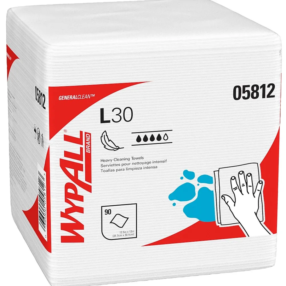 GeneralClean L30 Durable Fibers Cleaning Wipers, 12" x 12.5", White, 90 Wipers/Box, 12/Carton (05812)<WypAll Discount