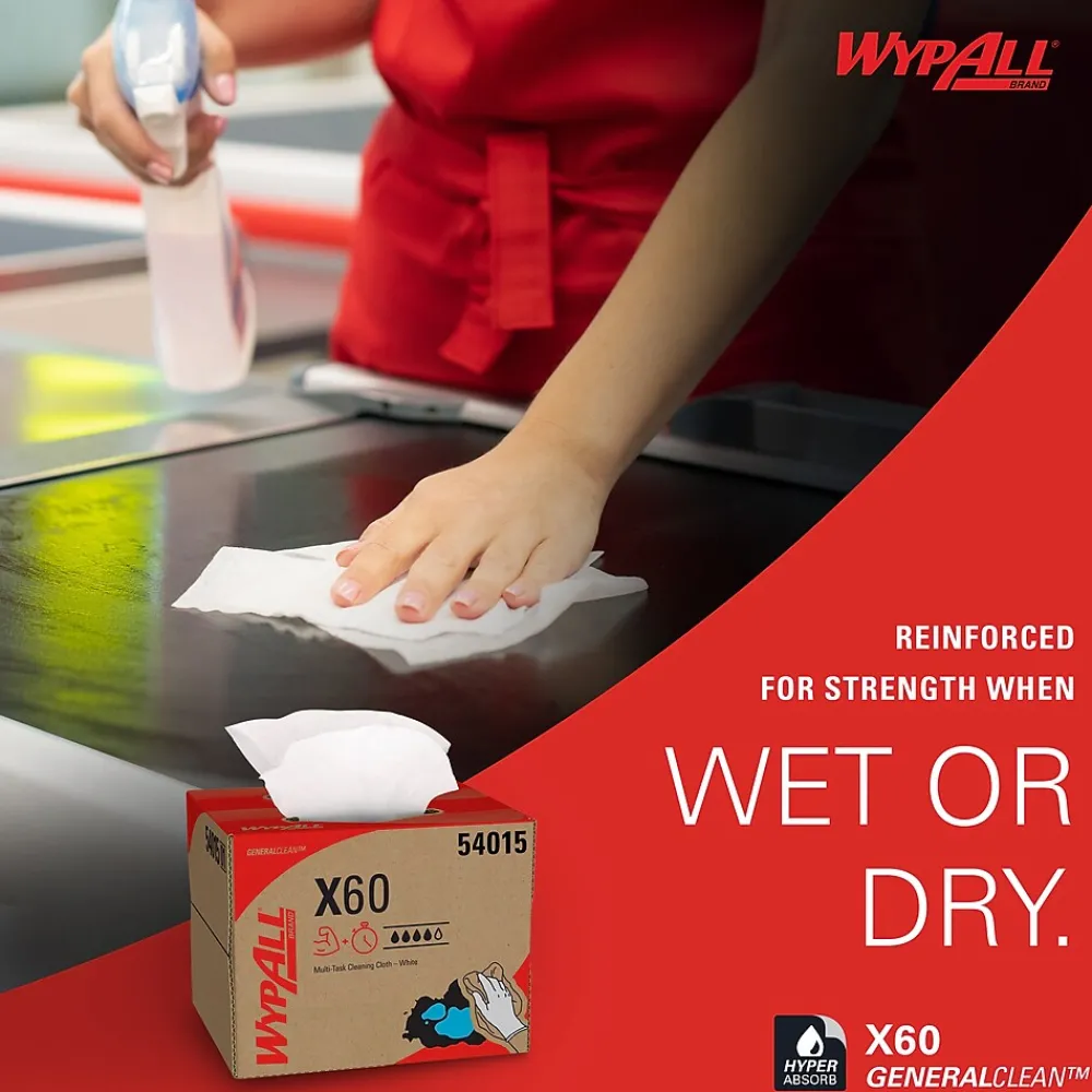GeneralClean X60 Fabric Cleaning Wipers, 12.5", White, 236 Wipers/Box (54015)<WypAll Clearance