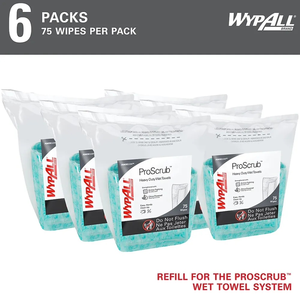 PowerClean ProScrub Fabric Cleaning Wipers, 9.5", Green, 75 Wipers/Box, 6/Carton (91367)<WypAll Best