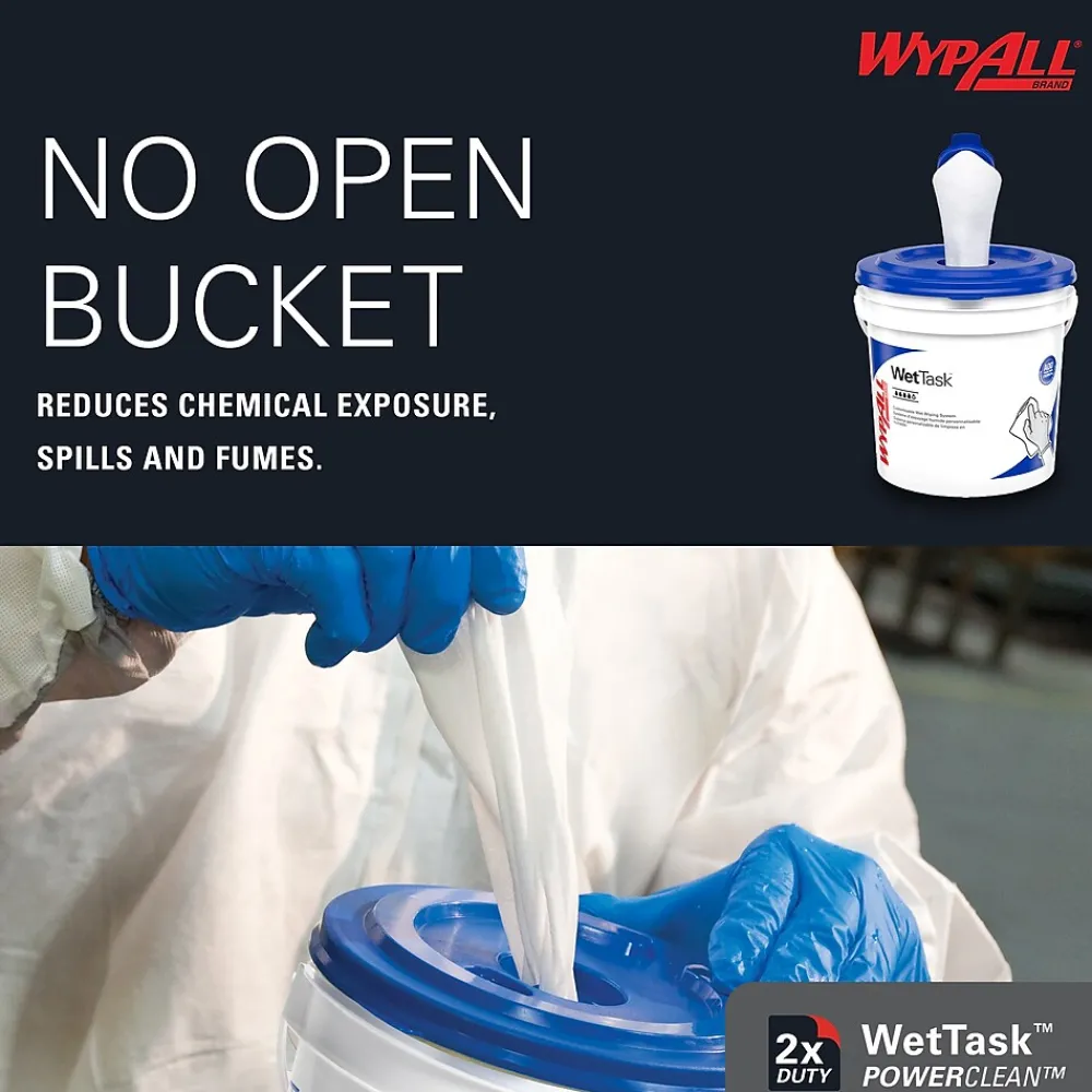 PowerClean WetTask Fabric Cleaning Wipers, 15" x 9", White, 275 Sheets/Roll, 2/Carton (06006)<WypAll Outlet