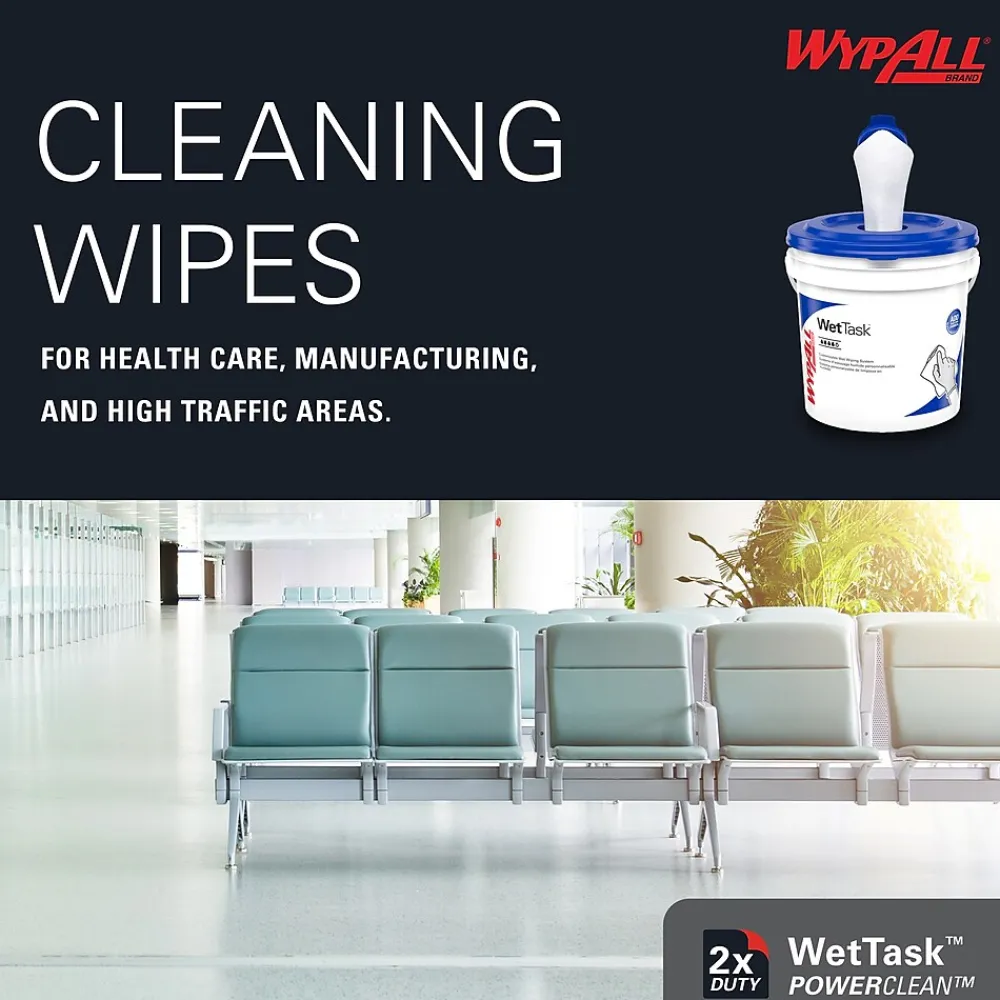 PowerClean WetTask Fabric Cleaning Wipers, 15" x 9", White, 275 Sheets/Roll, 2/Carton (06006)<WypAll Outlet