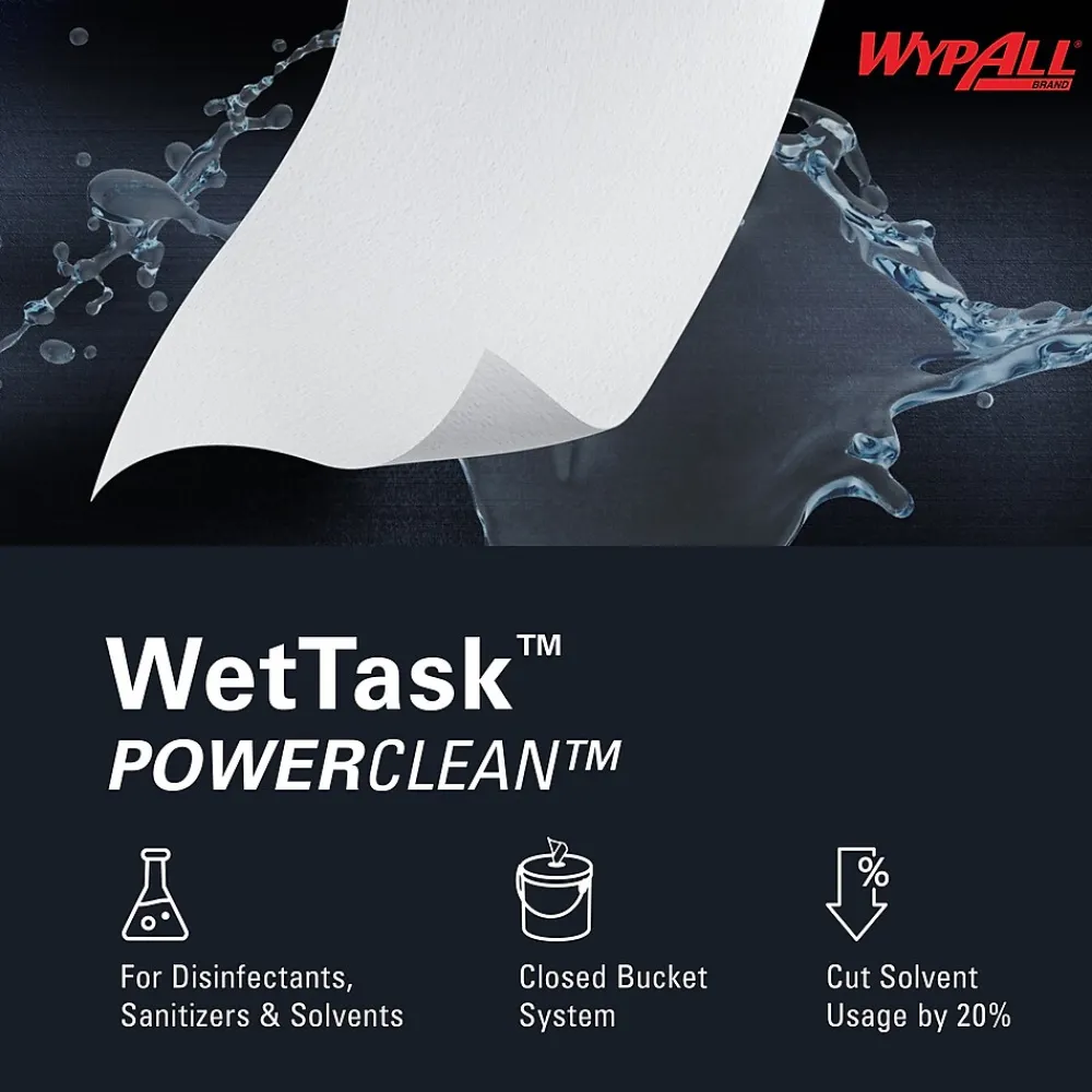 PowerClean WetTask Fabric Cleaning Wipers, 15" x 9", White, 275 Sheets/Roll, 2/Carton (06006)<WypAll Outlet